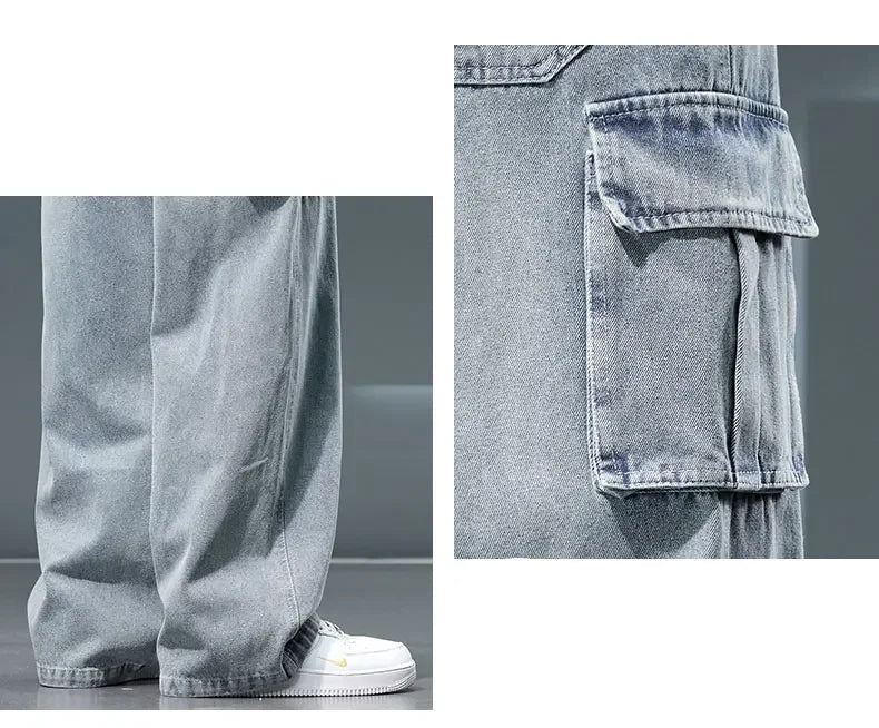 Light blue jeans with a focus on the pocket area, worn by a person.