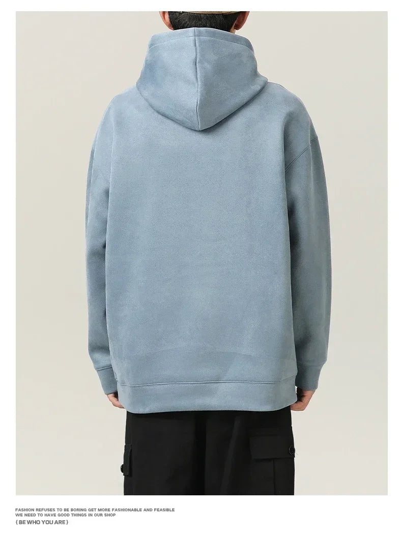 Men’s Suede High-Neck Hoodie