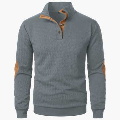 Gray sweater with brown accents on a white background