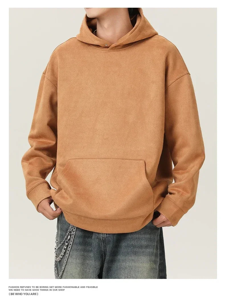 Men’s Suede High-Neck Hoodie