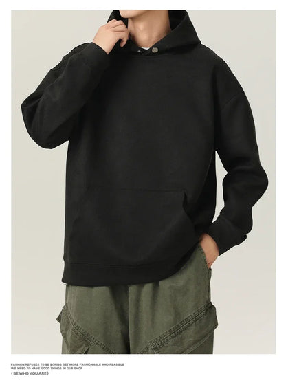 Men’s Suede High-Neck Hoodie