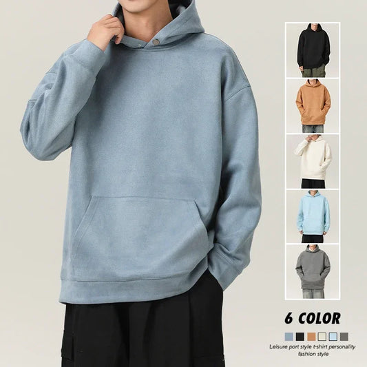 Men’s Suede High-Neck Hoodie