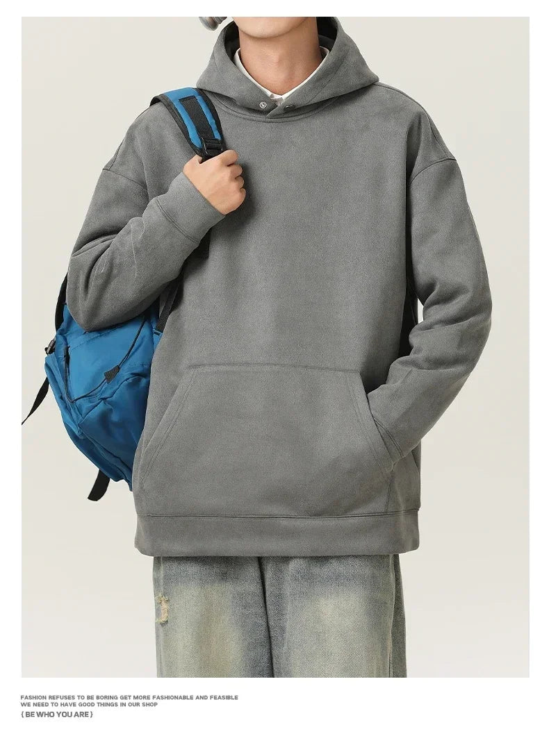 Men’s Suede High-Neck Hoodie