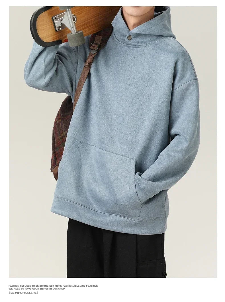 Men’s Suede High-Neck Hoodie