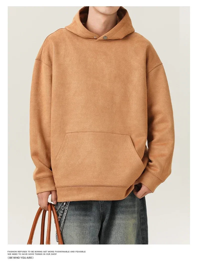 Men’s Suede High-Neck Hoodie