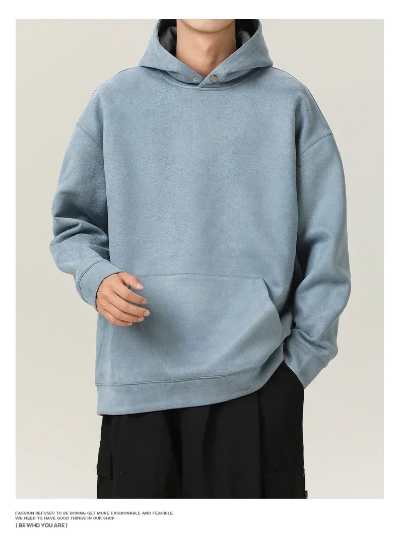 Men’s Suede High-Neck Hoodie