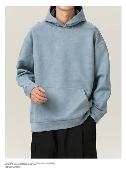 Men’s Suede High-Neck Hoodie