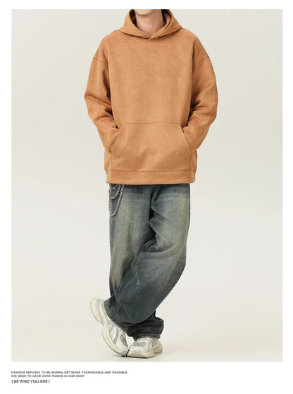Men’s Suede High-Neck Hoodie