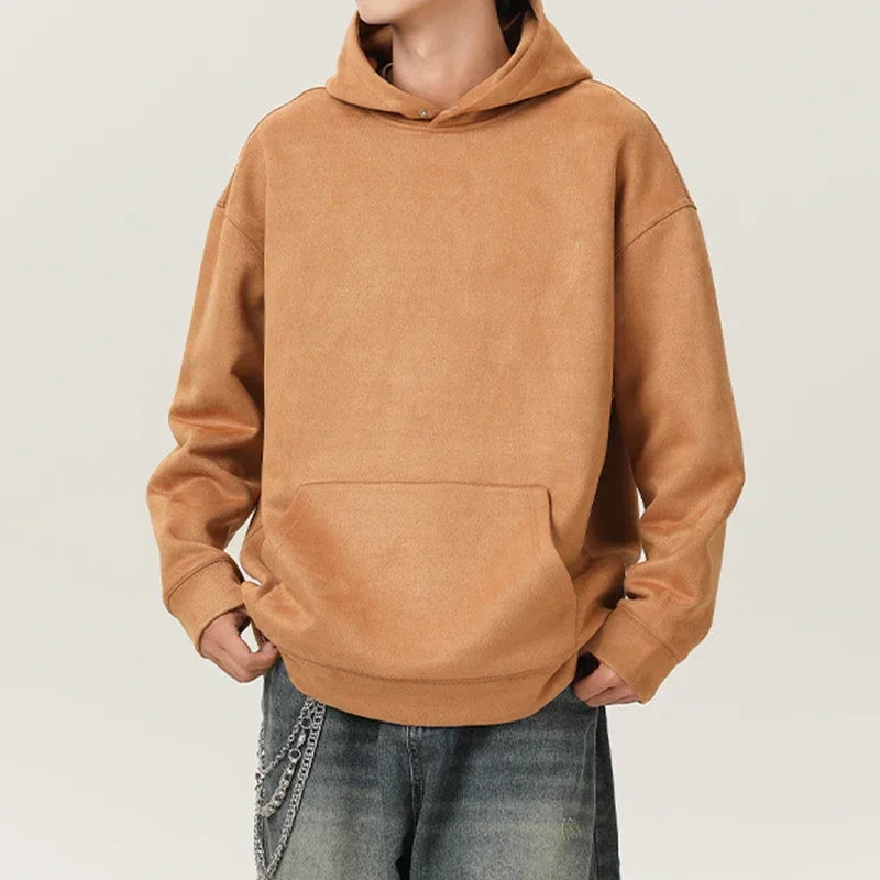 Men’s Suede High-Neck Hoodie